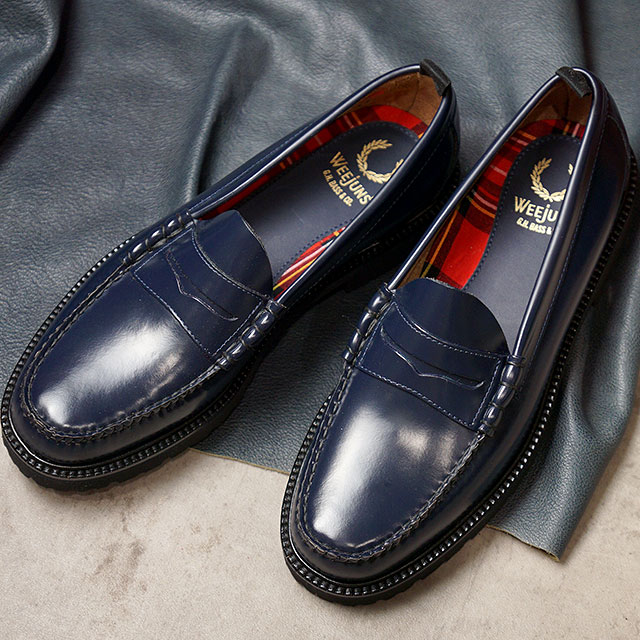 【サイズ交換片道送料無料】【コラボ】フレッドペリー FRED PERRY ローファー GHバス ペニーローファー FP×G.H.BASS PENNY LOAFER （SB8070-608 SU20） メンズ・レディース 革靴 NAVY ネイビー系