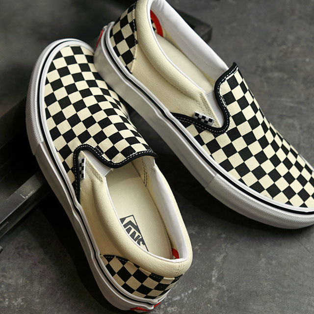 バンズ VANS スニーカー チェッカーボード スケート スリップオン CHECKERBOARD SKATE SLIP-ON （VN0A5FCAAUH SS21） メンズ レディース スリッポン BLACK/OFF WHITE ホワイト系【e】 【ts】