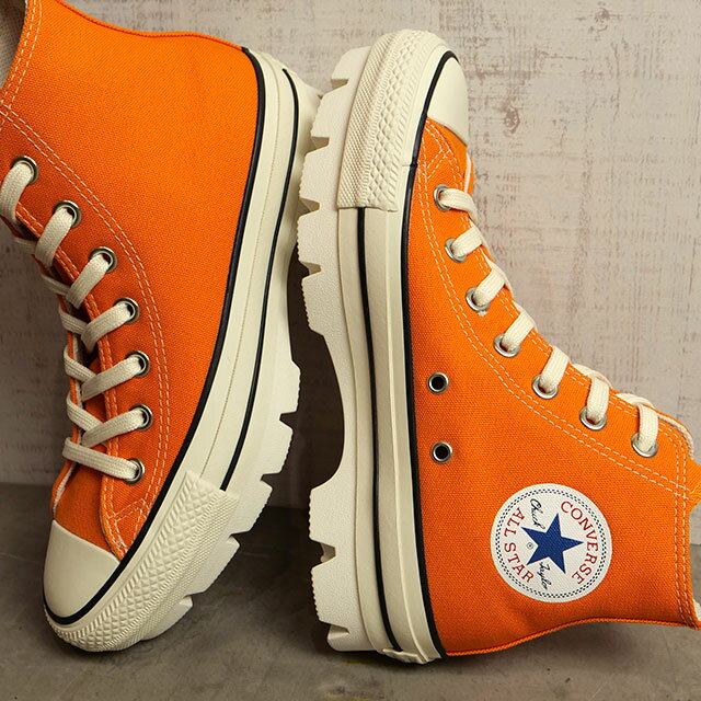 コンバース CONVERSE オールスター 100 チャンク ハイカット スニーカー （31306370 SS22Q2） ALL STAR 100 CHUNK HI レディース 靴 チャンキーソール 厚底 撥水素材 オレンジ