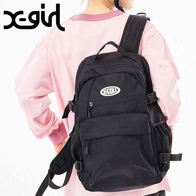 エックスガール X-girl リュック オーバルロゴ バックパック （105231053007 SS23） OVAL LOGO BACK PACK メンズ・レディース xgirl 鞄 バッグ デイパック BLACK