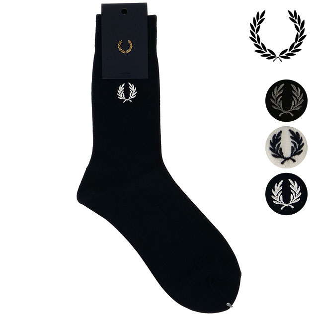 フレッドペリー 靴下 メンズ フレッドペリー FRED PERRY エンブロイダード ソックス （F19995 SS23） EMBROIDERED SOCKS メンズ・レディース 靴下 ギフト クルーソックス【メール便可】