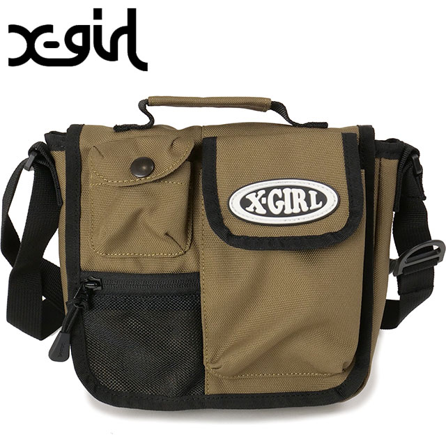 エックスガール X-girl レディース マルチポケット ショルダーバッグ （105241053008 SS24） MULTI POCKET SHOULDER BAG xgirl 鞄 斜め掛け KHAKI