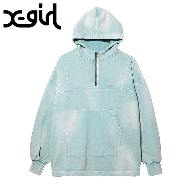 楽天SHOETIMEエックスガール X-girl レディース スウェット アノラックパーカー （105241012012 SS24） SWEAT ANORAK PARKA xgirl トップス フーディー LtBLUE