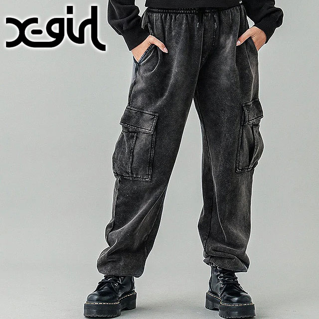 エックスガール X-girl レディース カーゴ スウェットパンツ 105241031020 SS24 CARGO SWEAT PANTS xgirl ボトムス BLACK