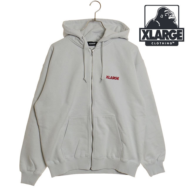 エクストララージ XLARGE メンズ スタンダードロゴ ジップフーデッドスウェットシャツ （101241012001 SS24） STANDARD LOGO ZIP HOODED SWEATSHIRT x-large エックスラージ トップス パーカー GREY