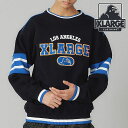 エクストララージ XLARGE メンズ ストライプドスリーブ クルーネックスウェットシャツ （101241012005 SS24） STRIPED SLEEVE CREWNECK SWEATSHIRT x-large エックスラージ トップス トレーナー BLACK