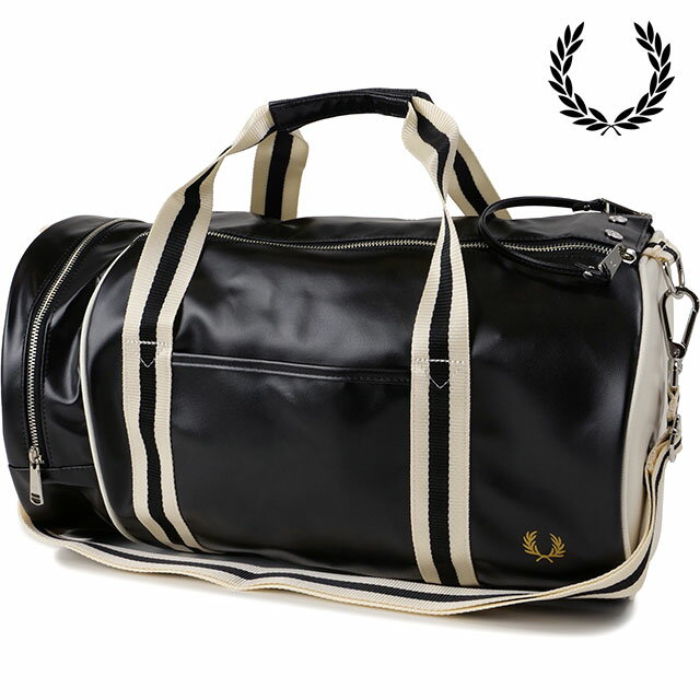 フレッドペリー FRED PERRY クラシック バレルバッグ （L7255-D57 SS24） CLASSIC BARREL BAG メンズ・レディース 鞄 ボストンバッグ BLACK/ECRU