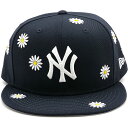 ニューエラ NEWERA キャップ ニューヨーク・ヤンキース （14109889 SS24） 59FIFTY FLOWER EMBROIDERY メンズ・レディース 帽子 花柄 モノグラム刺繍 ネイビー