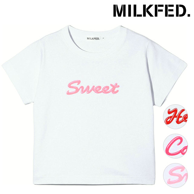 ミルクフェド MILKFED. レディース アイシングスクリプトコンパクトショートスリーブティー （103241011010 SS24） ICING SCRIPT COMPACT S/S TEE トップス Tシャツ 半袖 【メール便可】