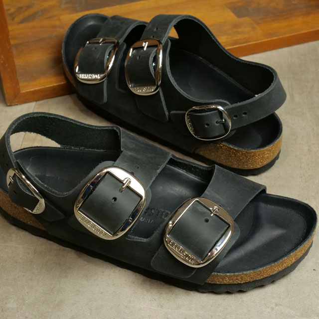 楽天SHOETIMEビルケンシュトック BIRKENSTOCK レディース サンダル ミラノ ビッグバックル （1024953 SS24） MILANO BIG BUCKLE ドイツ製 コンフォートサンダル 健康サンダル BLACK | OILED-LEATHER