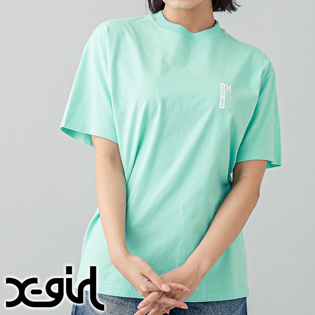 楽天SHOETIMEエックスガール X-girl レディース ステップミルズロゴ ショートスリーブTシャツ （105242011015 SU24） STEP MILLS LOGO S/S TEE トップス 半袖 LtBLUE 【メール便可】