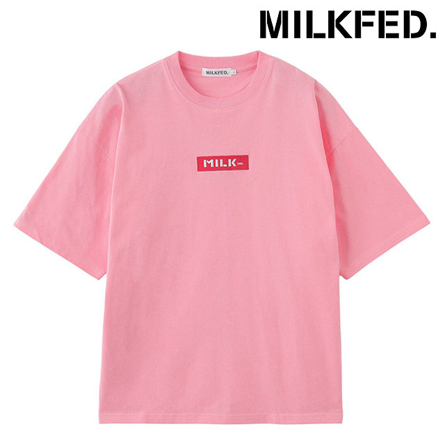 樂天商城 - 【30%OFF/SALE】【ラスト1着】MILKFED. ミルクフェド エンブロイダリー バー ワイド ショートスリーブTシャツ [103251011009 SS25] EMBROIDERY BAR WIDE S/S TEE レディース トップス 半袖 ワイドシルエット LtPINK 【メール便可】 正規取扱店【ts】【e】