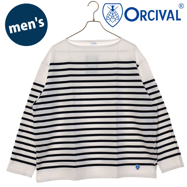 樂天商城 - 【最大100%ポイントバック】ORCIVAL オーシバル ボートネック ロングスリーブプルオーバー [#6231 SS25] BOAT NECK LONG SLEEVE P.O. フランス製 メンズ トップス カットソー 長袖Tシャツ ボーダー WHITE/PIRATE 正規取扱店