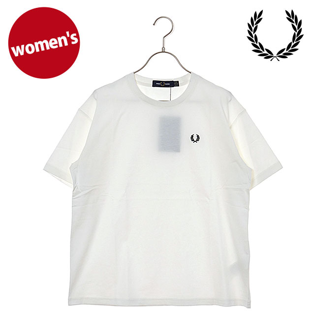 【最大100%ポイントバック】FRED PERRY フレッドペリー クルーネックTシャツ [G1142-129 SS25] CREW NECK T-SHIRT レディース トップス 半袖 コットンジャージー SNOW-WHITE 【メール便可】 正規取扱店