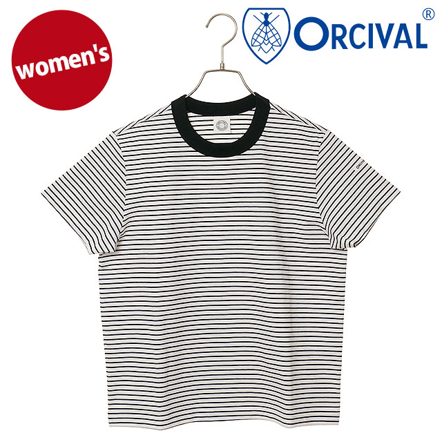 樂天商城 - 【最大100%ポイントバック】ORCIVAL オーシバル クルーネック ショートスリーブプルオーバー [OR-C0415-CCF SS25] CREW NECK S/S P.O.日本製 レディース トップス カットソー 半袖Tシャツ ボーダー WHITE/BLACK 【メール便可】 正規取扱店