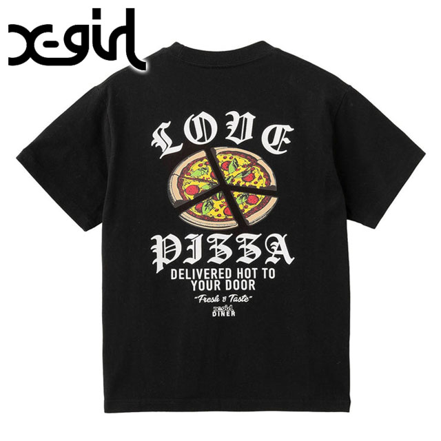【在庫限り】エックスガール X-girl ピースピザ ショートスリーブ Tシャツ [105251011015 SS25] PEACE PIZZA S/S TEE レディース トップス 半袖 バックプリントティー BLACK 【メール便可】 正規取扱店【ts】