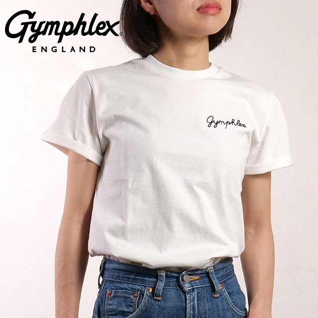 樂天商城 - 【最大100%ポイントバック】Gymphlex ジムフレックス ショートスリーブ Tシャツ [#GY-C0446 COM SS25] S/S T-SHIRT メンズ・レディース スポーツファッション トップス 半袖 定番 ロゴ刺繍 WHITE(BLACK) 【メール便可】 正規取扱店