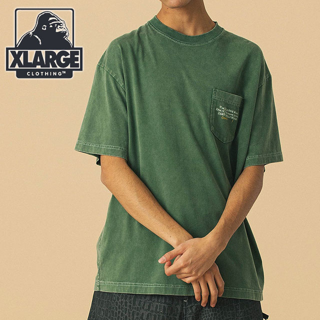 Rakuten - 【30%OFF/SALE】XLARGE エクストララージ ケミカルウォッシュ アドレス ショートスリーブポケットTシャツ [101252011013 SU25] CHEMICAL WASH ADDRESS S/S POCKET TEE メンズ x-large エックスラージ トップス カットソー 半袖 GREEN 【メール便可】 正規取扱店【ts】【e】