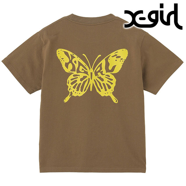 【30%OFF/SALE】【ラスト1着】X-girl エックスガール バタフライシルエットロゴ ショートスリーブTシャツ [105252011022 SU25] BUTTERFLY SILHOUETTE LOGO S/S TEE レディース トップス 半袖 xgirl BROWN ブラウン 茶 【メール便可】 正規取扱店【ts】【e】
