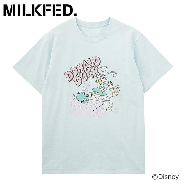 ミルクフェド MILKFED. ドナルドダック / クッキング ショートスリーブTシャツ （103252011024 SS25SPOT） DONALD DUCK / COOKING S/S TEE レディース トップス カットソー 半袖 Disney ディズニー LtBLUE 【メール便可】 正規取扱店のサムネイル