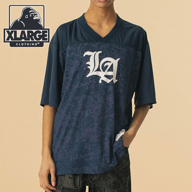 樂天商城 - 【30%OFF/SALE】XLARGE エクストララージ オールドイングリッシュ フットボールジャージ [101252011028 SU25] OLD ENGLISH FOOTBALL JERSEY メンズ x-large エックスラージ トップス カットソー 半袖 スポーツ NAVY 正規取扱店【ts】【e】