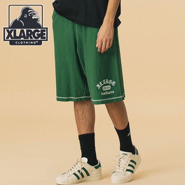 樂天商城 - 【30％OFF／SALE】XLARGE エクストララージ チャンピオン リバースウィーブ ステッチドショートパンツ [101252031020 SS25SPOT] XLARGE×Champion REVERSE WEAVE STICHED SHORT PANTS メンズ ボトムス ハーフパンツ コラボ GREEN 【メール便可】 正規取扱店【ts】【e】