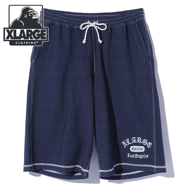 【7/31まで！最大100％ポイントバック！】エクストララージ XLARGE チャンピオン リバースウィーブ ステッチドショートパンツ （101252031020 SS25SPOT） XLARGE×Champion REVERSE WEAVE STICHED SHORT PANTS メンズ ハーフパンツ NAVY 【メール便可】 正規取扱店
