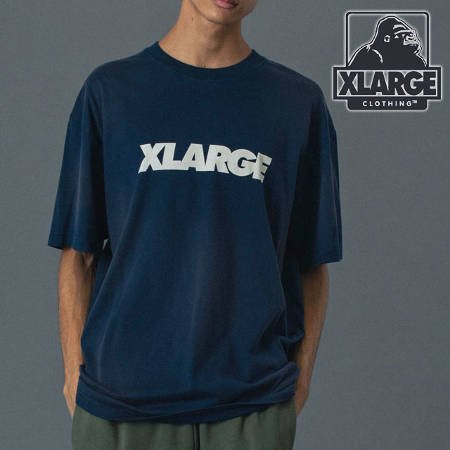 【最大100%ポイントバック】エクストララージ XLARGE メンズ ディスチャージプリンテッド スタンダードロゴ ショートスリーブTシャツ [101261011009 SS26] DISCHARGE PRINTED STANDARD LOGO S/S TEE トップス 半袖 ネイビー NAVY 【メール便可】 正規取扱店