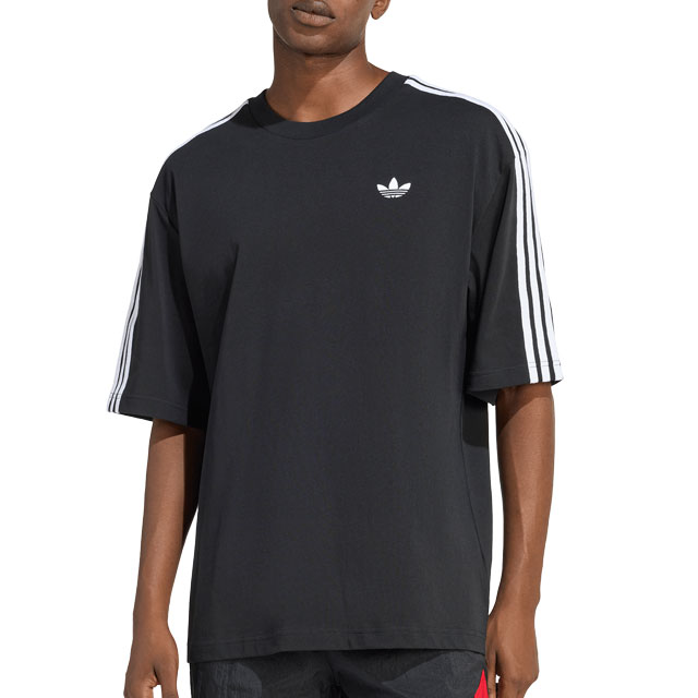 樂天商城 - 【最大100%ポイントバック】adidas Originals アディダス オリジナルス メンズ アディカラー スリーストライプス オーバーサイズド ティー [V9487/KD4095 SS26] ADICOLOR 3-STRIPES OVERSIZED TEE トップス 半袖 Tシャツ 黒 ブラック 【メール便可】 正規取扱店