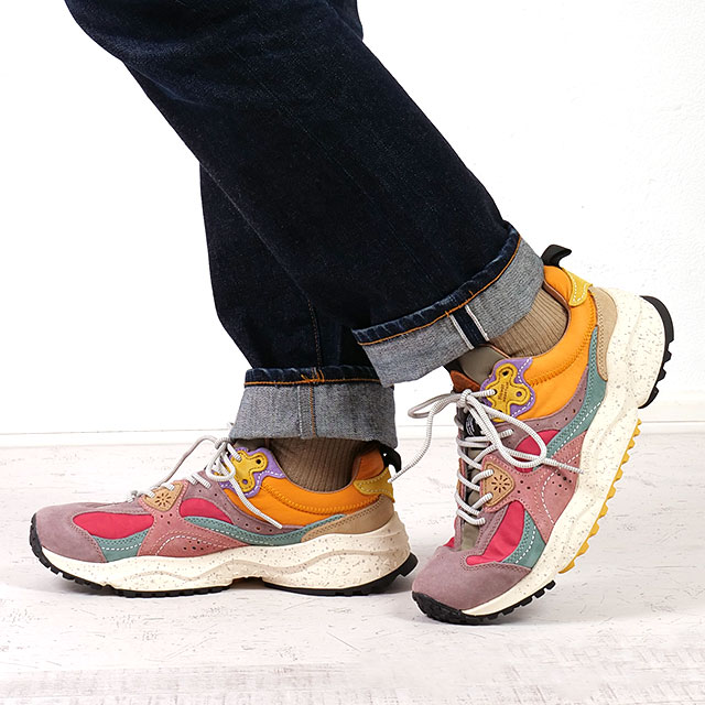 返品交換送料無料 フラワーマウンテン Flower MOUNTAIN スニーカー ウェーブス  WAVES メンズ 靴 シューズ フェス アウトドア Orange-fuchsia 正規取扱店