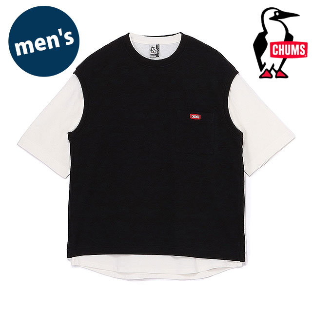 樂天商城 - CHUMS チャムス メンズ キーストーンレイヤードTシャツ [CH00-1493 SS26] M Keystone Layered T-Shirt トップス 半袖 ベスト セットアイテム ブラック Black 正規取扱店