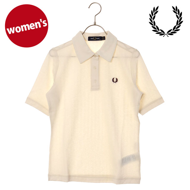 FRED PERRY フレッドペリー レディース シアーリブポロシャツ [G2168-560 SS26] SHEER RIB POLO SHIRT トップス 半袖 ホワイト系 ECRU 正規取扱店