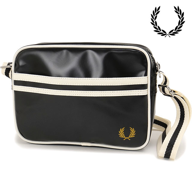 樂天商城 - 【最大100%ポイントバック】FRED PERRY フレッドペリー クラシックミニショルダーバッグ [L2168-D57 SS26] 2L CLASSIC MINI SHOULDER BAG メンズ・レディース ユニセックス 鞄 ワンショルダー ブラック BLACK/ECRU 正規取扱店