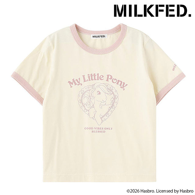 【最大100%ポイントバック】コラボ ミルクフェド MILKFED. レディース マイリトルポニー リンガーショートスリーブTシャツ [103261011008 SS26] MILKFED. / My Little Pony RINGER S/S TEE トップス 半袖 クルーネック ホワイト系 OFF-WHITE 【メール便可】 正規取扱店