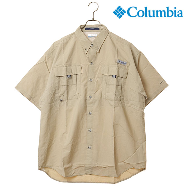 樂天商城 - 【最大100%ポイントバック】Columbia コロンビア メンズ バハマ II ショートスリーブシャツ [FM7047-162 SS26] Bahama II S/S Shirt トップス 半袖 サファリシャツ アウトドア UVカット ベージュ系 Fossil 【メール便可】 正規取扱店