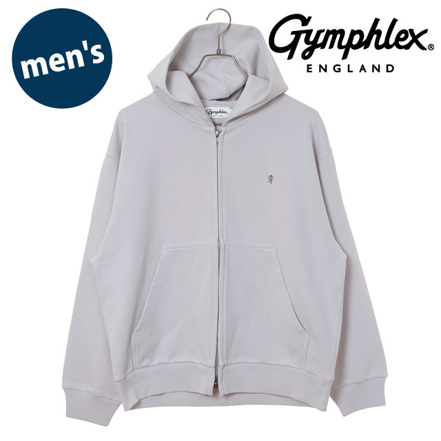 ジムフレックス Gymphlex メンズ ジップフーディー [#GY-C0537 AUR SS26] ZIP HOODIE トップス スウェットパーカー 無地 ワンポイント グレー LT.GREY(GREY) 正規取扱店