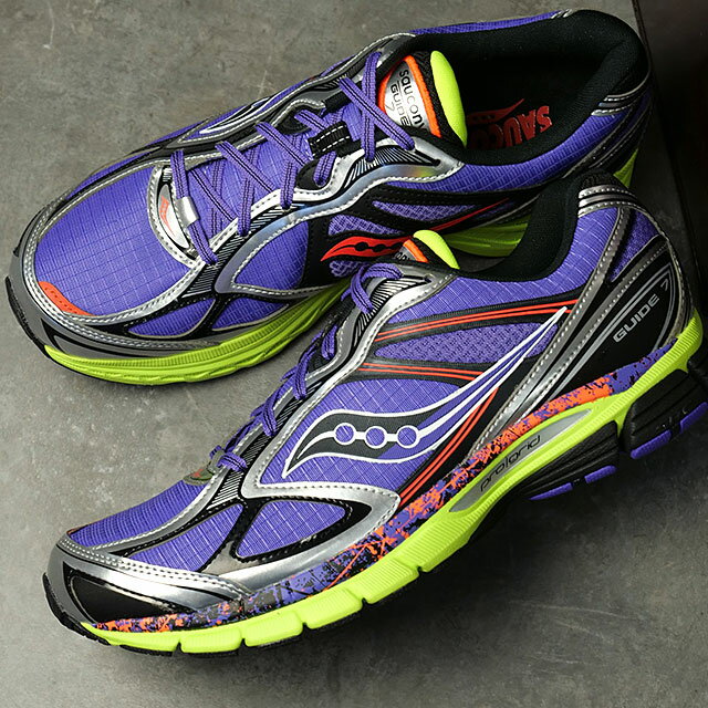 サッカニー Saucony スニーカー メンズ プログリッドガイド7 [S70995-2 SS26] Progrid Guide 7 靴 ローカットシューズ ウォーキング ジョギング ジム パープル系 PURPLE/CITRON 正規取扱店