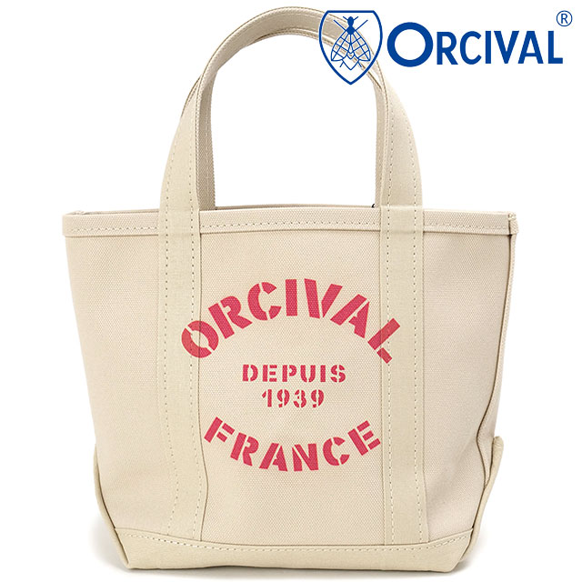 樂天商城 - 【最大100%ポイントバック】ORCIVAL オーシバル プリントトートバッグ スモール [OR-H0361-KWC SS26] PRINT TOTE BAG SMALL メンズ・レディース ユニセックス 鞄 日本製 キャンバストート 小サイズ 帆布 ベージュ LT.SAND-BEIGE/RED-PRINT 正規取扱店