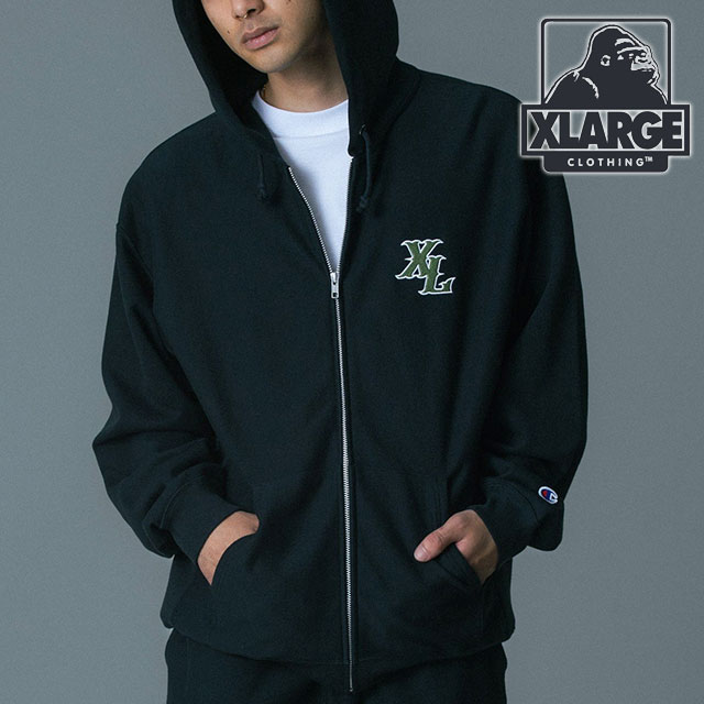 樂天商城 - 【最大100%ポイントバック】XLARGE エクストララージ メンズ チャンピオン ジップアップフーデッド スウェットシャツ [101261012020 SS26SPOT] XLARGE×Champion ZIP UP HOODED SWEATSHIRT トップス 長袖 パーカー フーディ 黒 BLACK 正規取扱店