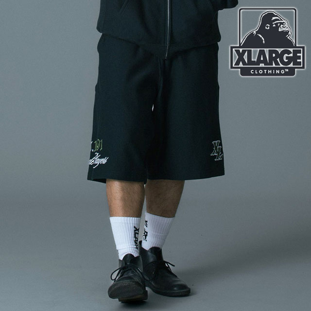 樂天商城 - XLARGE エクストララージ メンズ チャンピオン スウェットショーツ [101261031021 SS26SPOT] XLARGE×Champion SWEAT SHORTS ボトムス ハーフパンツ 短パン 黒 BLACK 正規取扱店