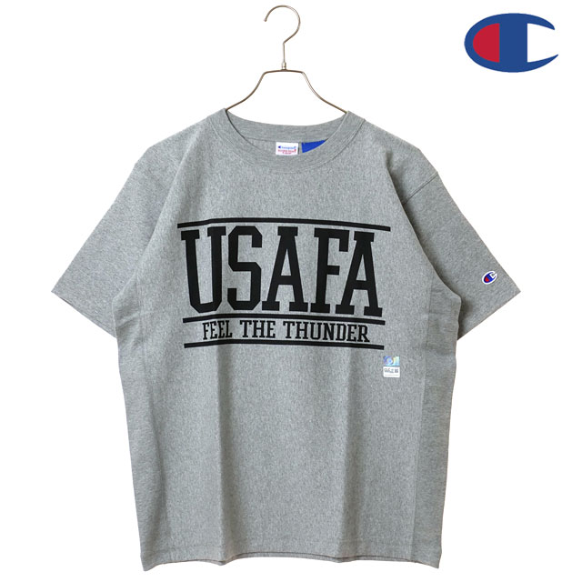 樂天商城 - 【最大100%ポイントバック】Champion チャンピオン Tシャツ メンズ リバースウィーブ ショートスリーブ [C3-D305 SS26] REVERSE WEAVE SHORT SLEEVE T-SHIRT リラックスフィット 半袖 9.4ozコットン US AIR FORCE OXFORD-GRAY/BLACK 【メール便可】 正規取扱店