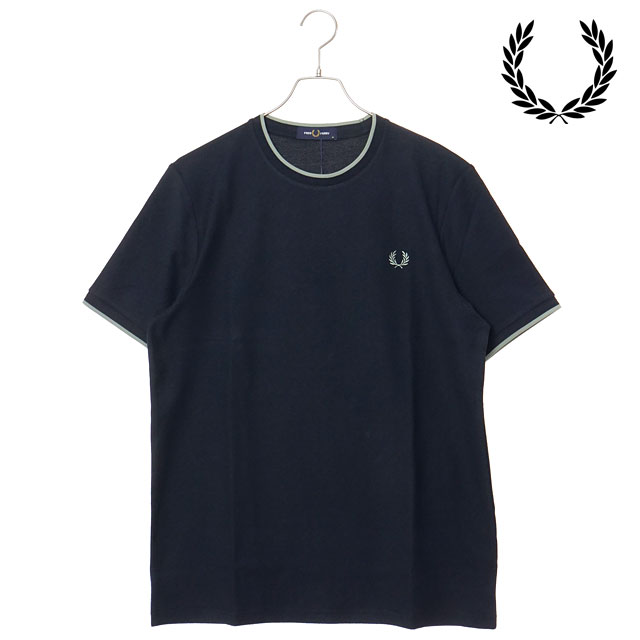 樂天商城 - 【最大100%ポイントバック】FRED PERRY フレッドペリー メンズ トリムディテールクレープピケTシャツ [M2397-608 SS26] TRIM DETAIL CREPE PIQUE TSHIRT トップス 半袖 ネイビー NAVY 【メール便可】 正規取扱店