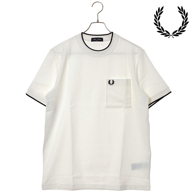 樂天商城 - 【最大100%ポイントバック】FRED PERRY フレッドペリー メンズ ポケットディテールピケTシャツ [M2395-129 SS26] POCKET DETAIL PIQUE T-SHIRT トップス 半袖 ポケットTシャツ 鹿の子 ホワイト SNOW-WHITE 【メール便可】 正規取扱店