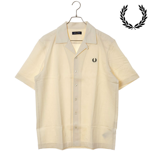 樂天商城 - FRED PERRY フレッドペリー メンズ コンプレスメッシュ リベレカラーシャツ [M1745-560 SS26] COMPRESS MESH REVERE COLLAR SHIRT トップス 半袖 オープンカラーシャツ ホワイト ECRU 正規取扱店