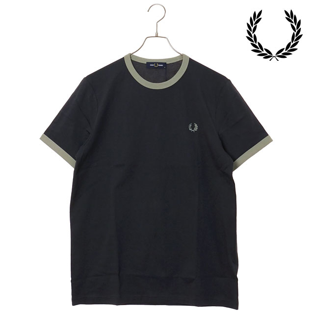 樂天商城 - 【最大100%ポイントバック】FRED PERRY フレッドペリー メンズ リンガーTシャツ [M3519-32B SS26] RINGER T-SHIRT トップス 半袖 クルーネック グレー ANCHOR-GREY/SEAGRASS 【メール便可】 正規取扱店