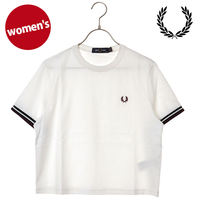 樂天商城 - 【最大100%ポイントバック】FRED PERRY フレッドペリー レディース ティップドTシャツ [G2162-129 SS26] TIPPED T-SHIRT トップス 半袖 ショート丈 ホワイト SNOW-WHITE 【メール便可】 正規取扱店