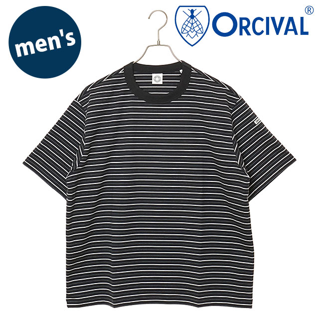 樂天商城 - 【最大100%ポイントバック】ORCIVAL オーシバル メンズ クルーネック ショートスリーブプルオーバー [OR-C0517-CCF SS26] CREW NECK S/S P.O. トップス カットソー 半袖Tシャツ ボーダー 日本製 グレー CHARCOAL/WHITE/SAX（CHARCOAL-BINDER） 【メール便可】 正規取扱店