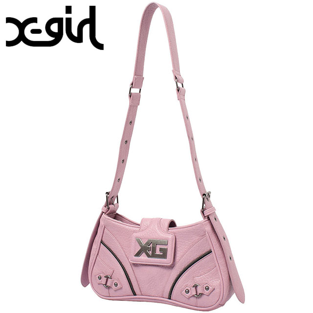 樂天商城 - X-girl エックスガール レディース XGエンブレムバックルパネルド ショルダーバッグ [105262053004 SU26] XG EMBLEM BUCKLE PANELED SHOULDER BAG 鞄 斜めかけ ワンショルダー ピンク PINK 正規取扱店