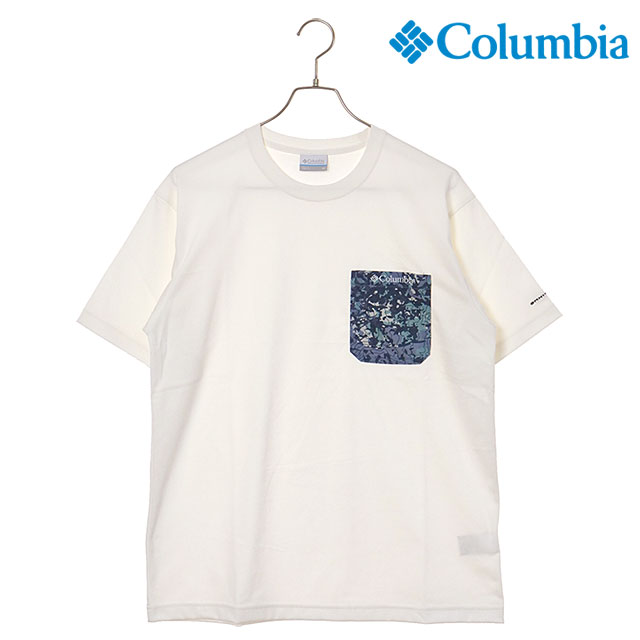 Military - 【最大100%ポイントバック】Columbia コロンビア Tシャツ メンズ ヤングストリートショートスリーブクルー [PG1804-126 SS26] Yonge Street Short Sleeve Crew トップス 半袖 ポケットTシャツ UVカット アウトドア ホワイト系 Sea-Salt/Camo 【メール便可】 正規取扱店