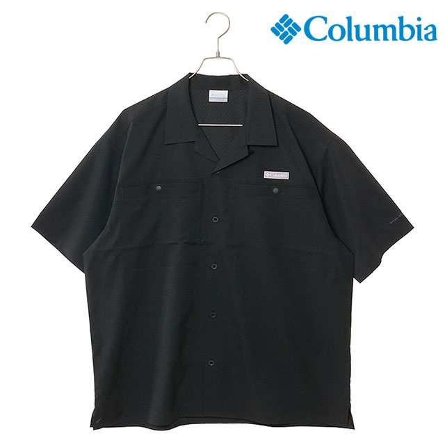 樂天商城 - 【最大100%ポイントバック】Columbia コロンビア メンズ クリスタルロックショートスリーブシャツ [PG9276-010 SS26] Crystal Rock S/S Shirt トップス 半袖 サファリシャツ アウトドア UVカット ブラック 【メール便可】 正規取扱店